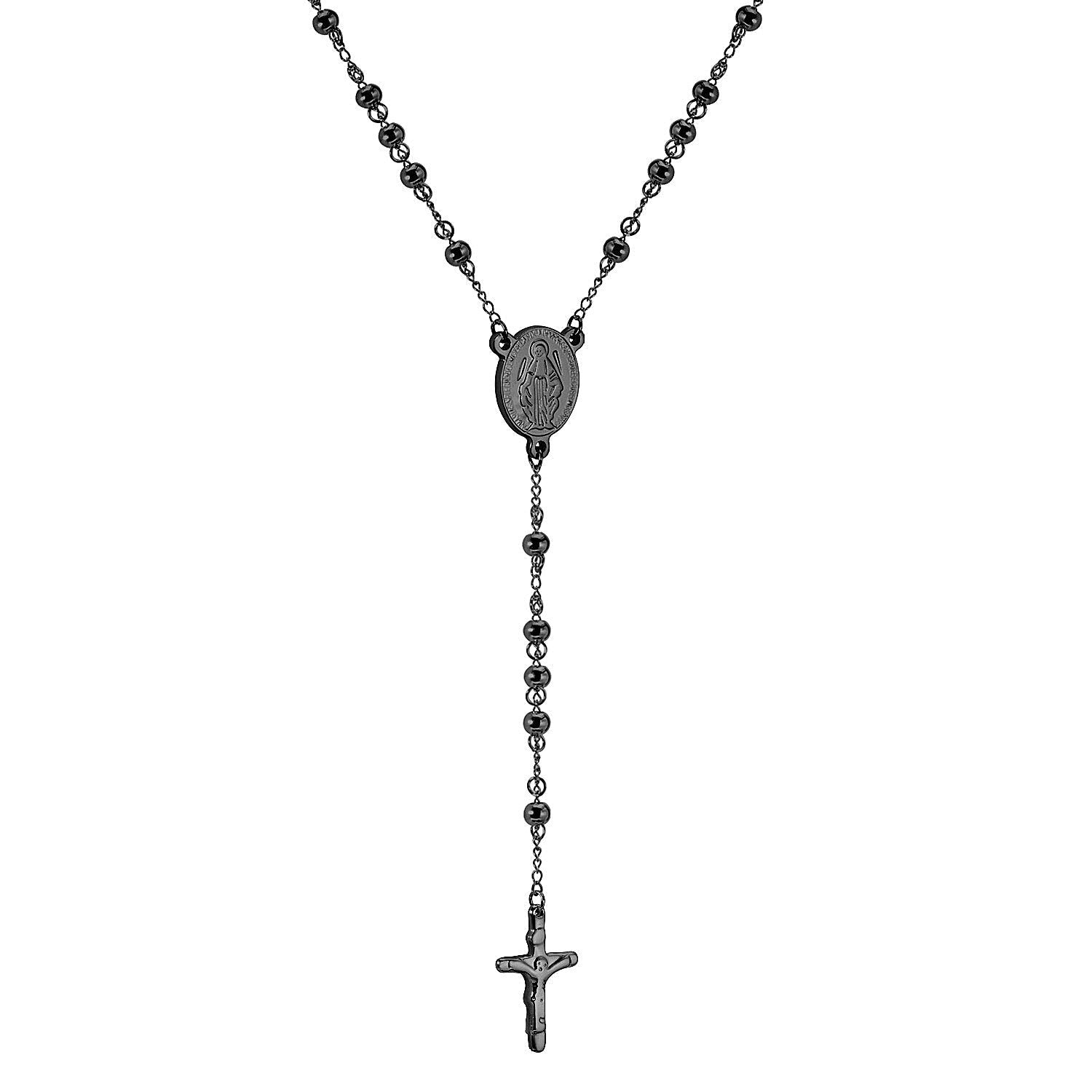 ASON Long Scapular Catholic Rosaries Beads Christian Cross Pendant Necklaces Stainless Steel for Women Men Jewelry Chokers asonjewelry